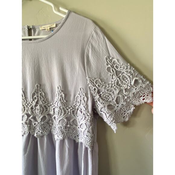 NWT Tea n Rose Light Gray Midi Lace Dress- size large - Picture 4 of 11